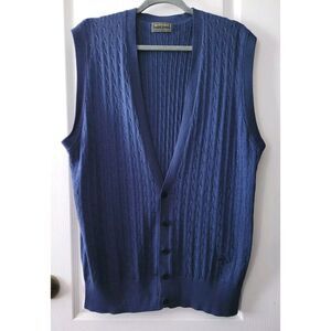 Descente international collection Men's navy blue 100% Silk sweater vest Size XL